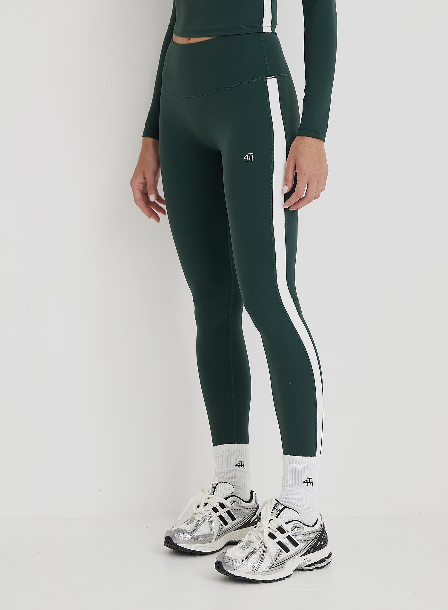 Green 4th Branded Contrast Stripe Legging